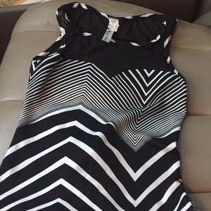 Black and white multi-striped body suit